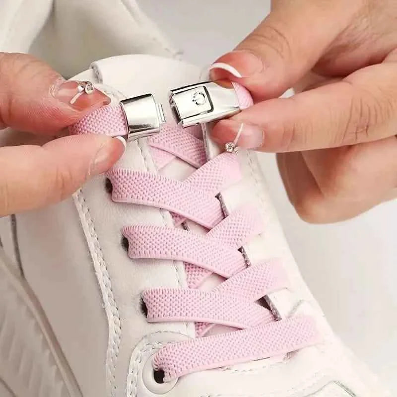 Pair of Free-Tie Shoelaces with 2 Buckles