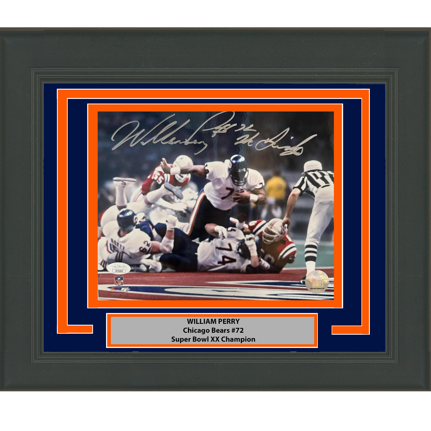 Framed Autographed/Signed William Perry Chicago Bears 8x10 Football Photo JSA COA