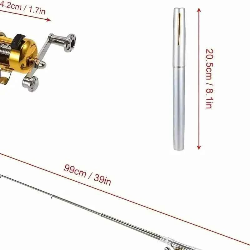 Pocket Size Fishing Rod, Small Mini Pen Shape Fishing Rod and Spinning Reel Combos Kit