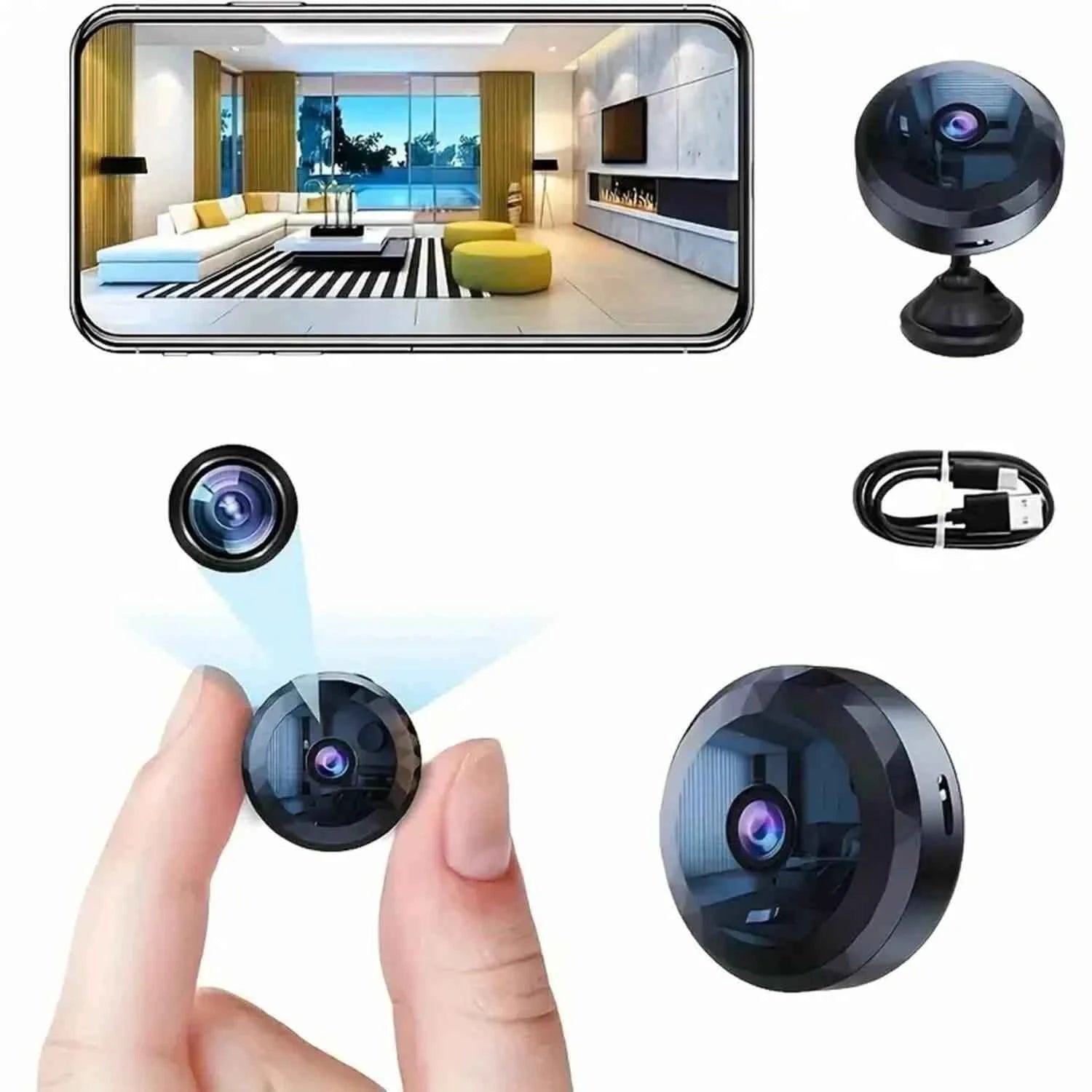 Portable Mini Wireless WiFi Camera, Indoor/Outdoor Surveillance Security Hidden Nanny Cam with Night Vision