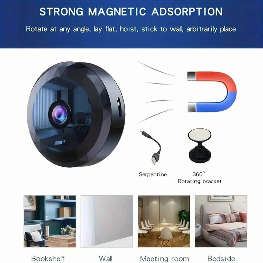 Portable Mini Wireless WiFi Camera, Indoor/Outdoor Surveillance Security Hidden Nanny Cam with Night Vision
