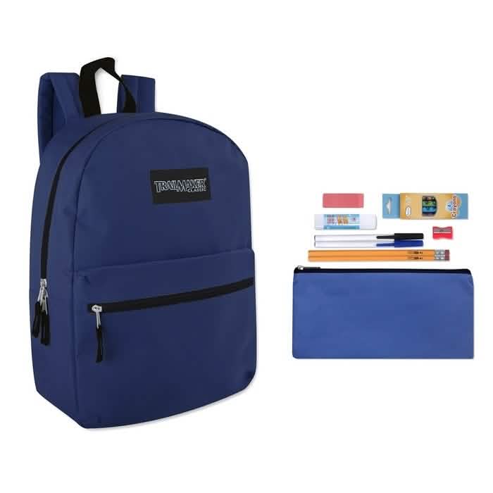 Trailmaker Classic 17 Inch Backpack + 12 Piece School Supply Kit