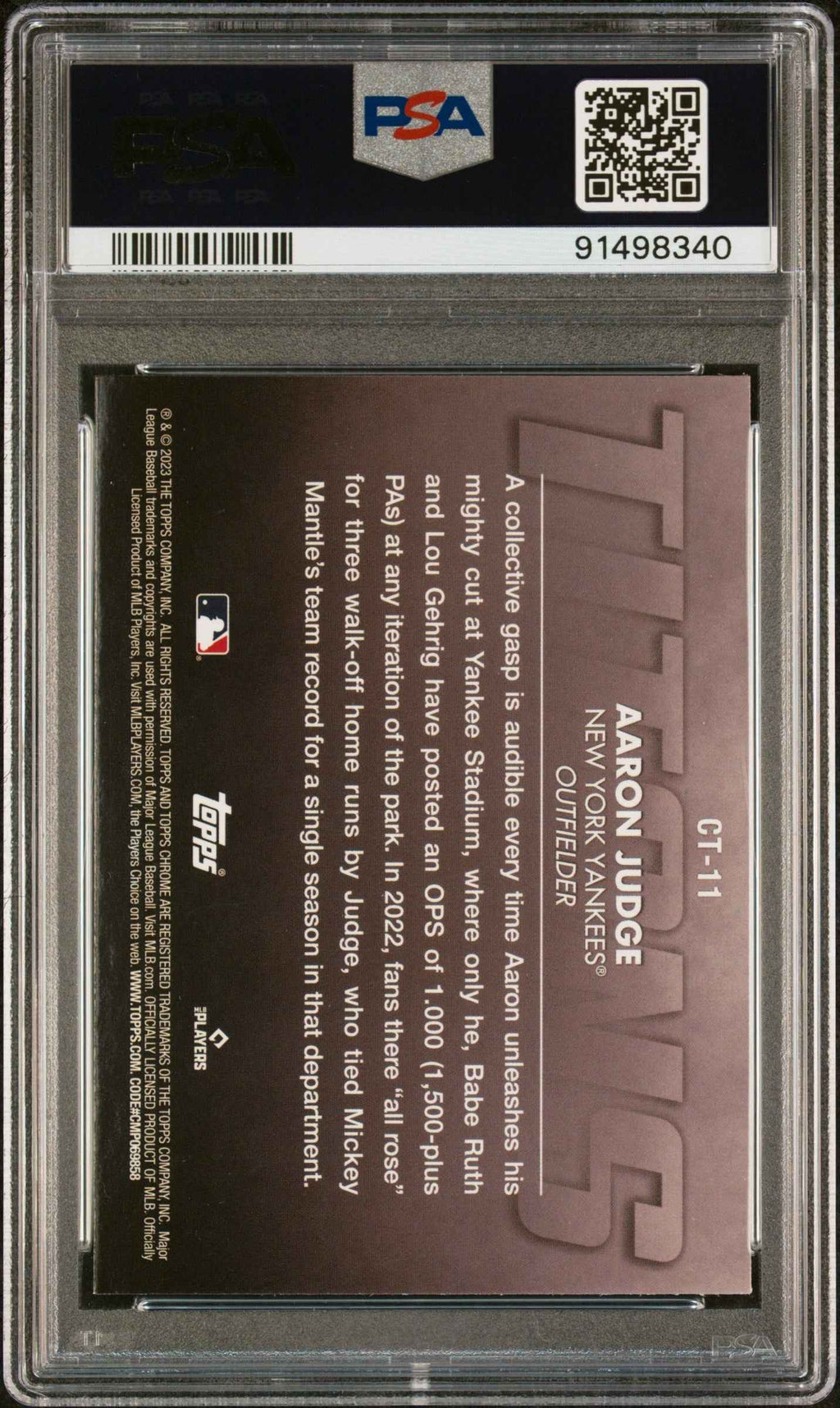 Graded 2023 Topps Chrome Aaron Judge #CT11 Titans Baseball Card PSA 10 Gem Mint