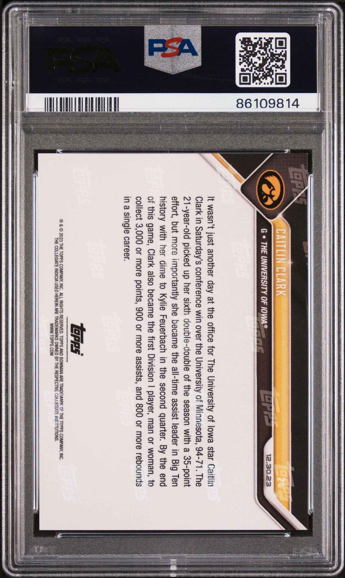 Graded 2023 Topps Bowman U Now Caitlin Clark #24 Rookie RC Basketball Card PSA 10 Gem Mint