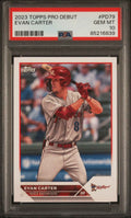 Graded 2023 Topps Pro Debut Evan Carter #PD79 Rookie RC Baseball Card PSA 10 Gem Mint