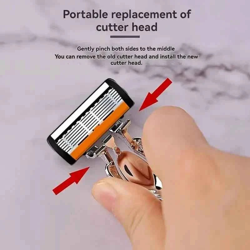 Replacement Razor Blades Safety Shaver Set with Anti-Slip Metal Handle with 1 Razor + 36 Blades