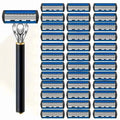 Replacement Razor Blades Safety Shaver Set with Anti-Slip Metal Handle with 1 Razor + 36 Blades