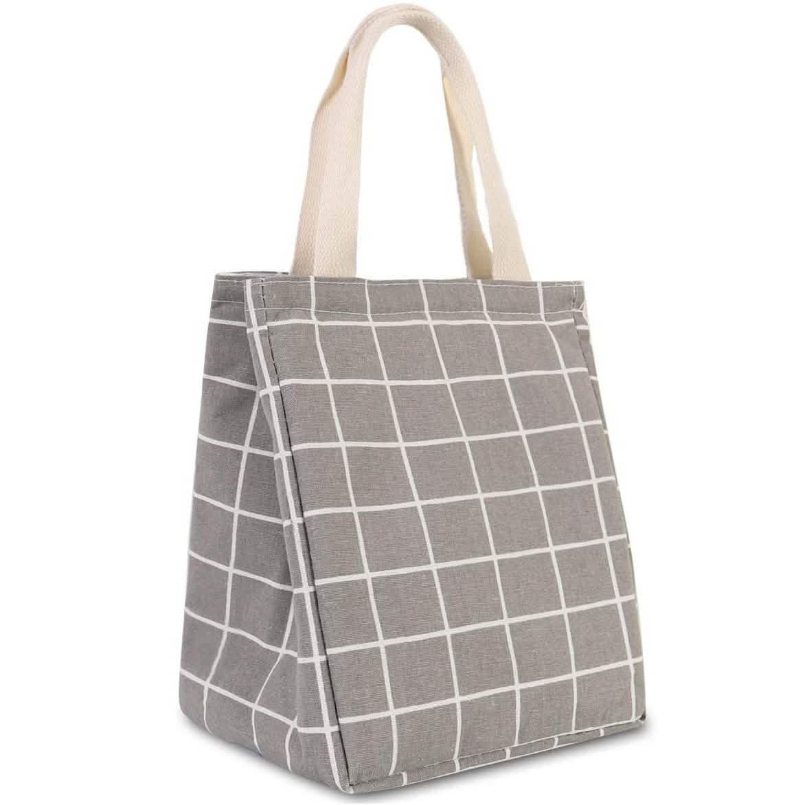 Reusable Lunch Bag Insulated Lunch Box Canvas Fabric with Aluminum Foil
