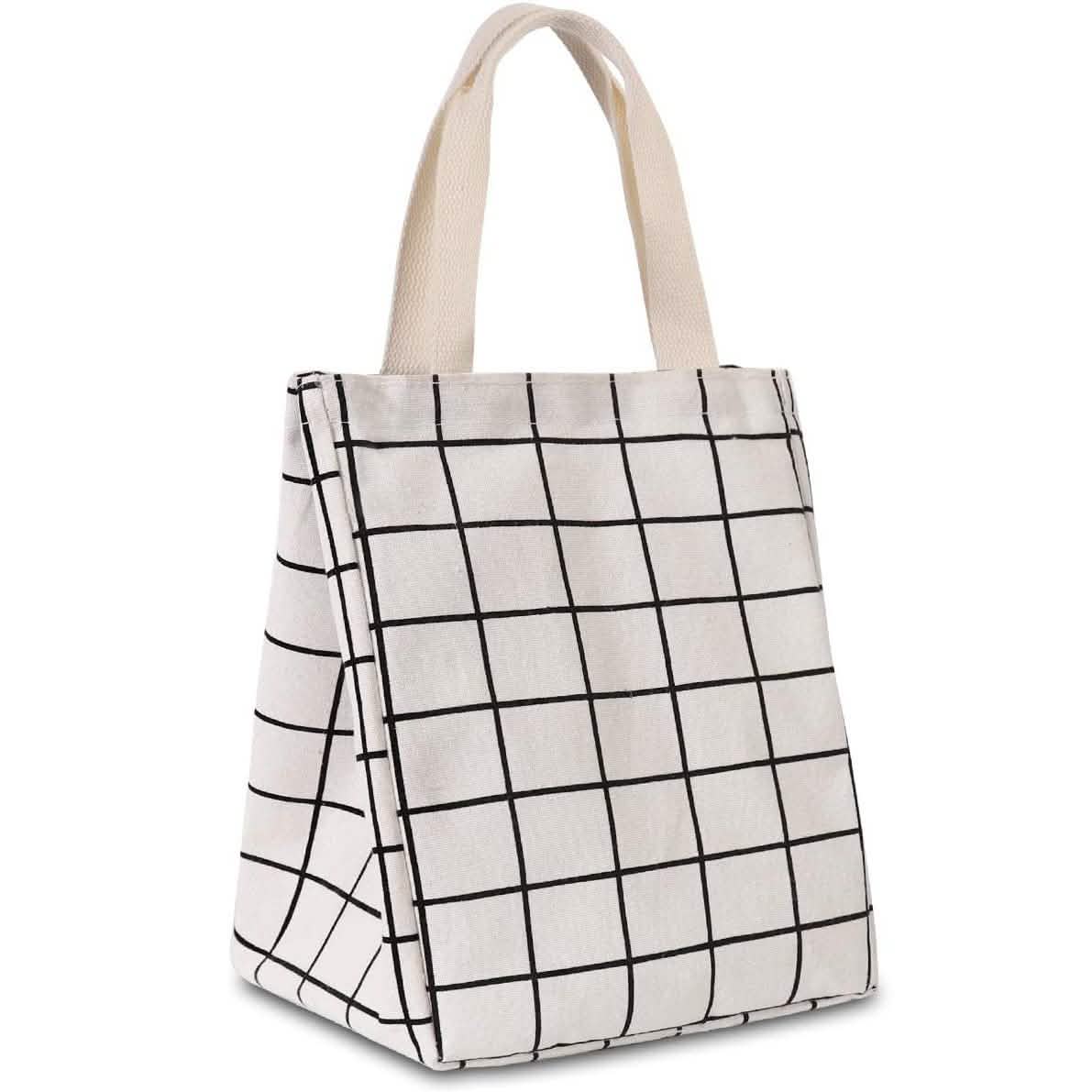 Reusable Lunch Bag Insulated Lunch Box Canvas Fabric with Aluminum Foil