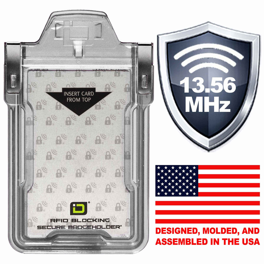 "Squeeze to Read" Secure Badge Holder Classic Vertical 1 ID Card Holder