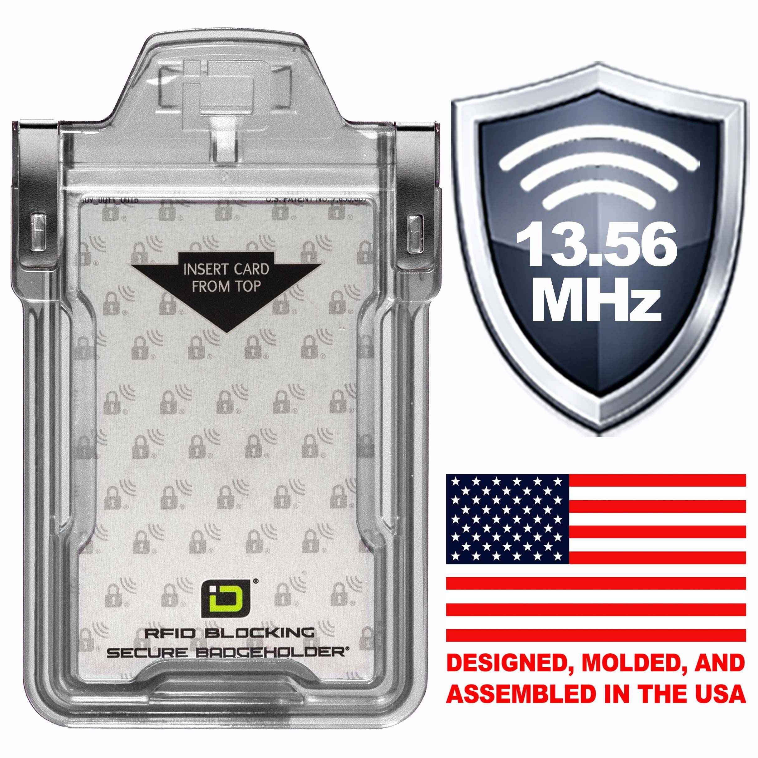 "Squeeze to Read" Secure Badge Holder Classic Vertical 1 ID Card Holder