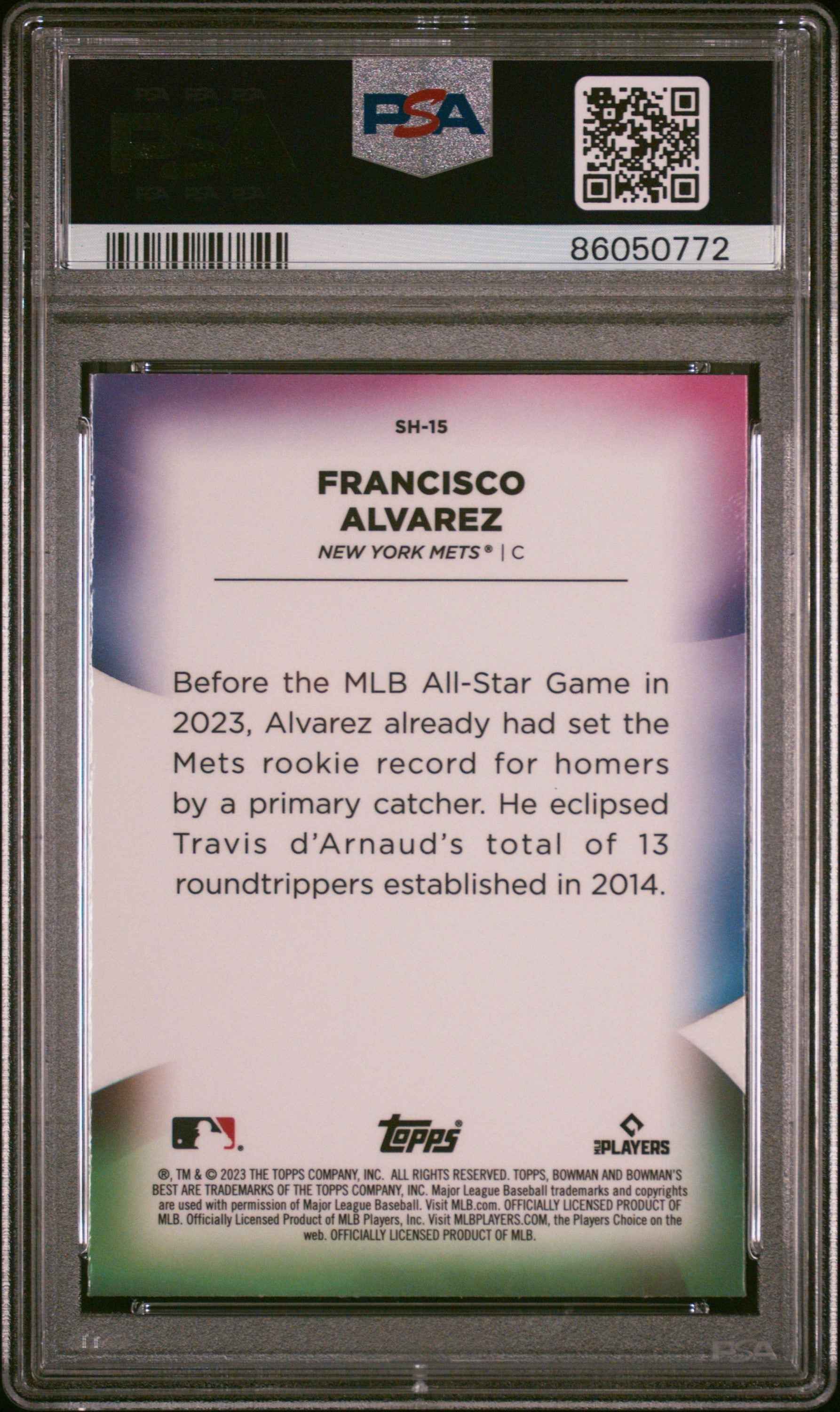 Graded 2023 Topps Bowmans Best Francisco Alvarez #SH15 Shellacked Rookie RC Baseball Card PSA 10 Gem Mint