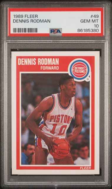 Graded 1989 Fleer Dennis Rodman #49 2nd Year Basketball Card PSA 10 Gem Mint