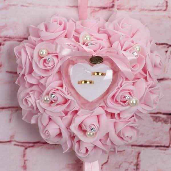 Rose Pillow Heart Cushion Ring Holder