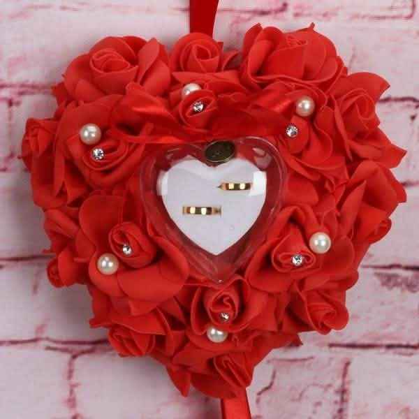 Rose Pillow Heart Cushion Ring Holder