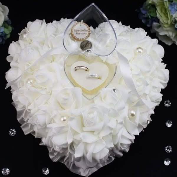 Rose Pillow Heart Cushion Ring Holder