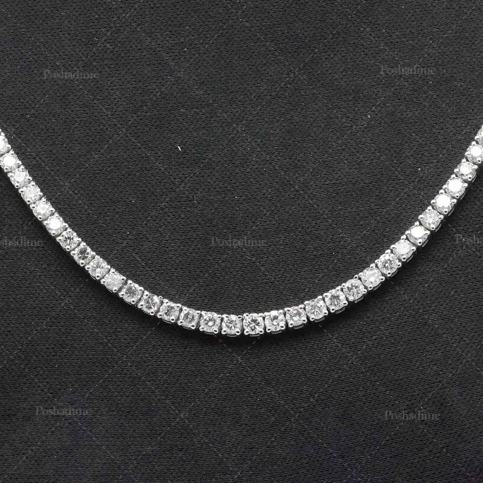 4.3CT Certified Round Lab Grown Diamond 18" Tennis Necklace Solid 14K White Gold