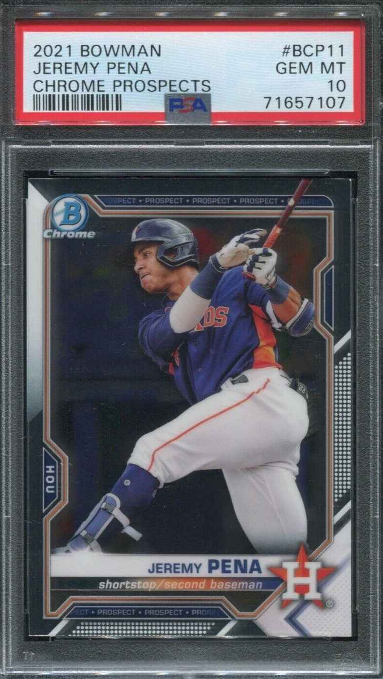 Graded 2021 Topps Bowman Jeremy Pena #BCP11 Chrome Prospects Rookie RC Baseball Card PSA 10 Gem Mint