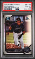 Graded 2022 Topps Bowman Draft Jordan Beck #BDC34 Chrome Refractor Rookie RC Baseball Card PSA 10 Gem Mint