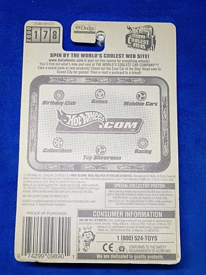 Dodge Viper RT/10 Collector's Edition Hot Wheels Die-Cast | 90s American Sports Car Legend