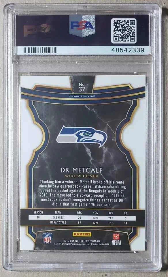 Graded 2019 Panini Select DK Metcalf #37 Rookie RC Football Card PSA 10 Gem Mint