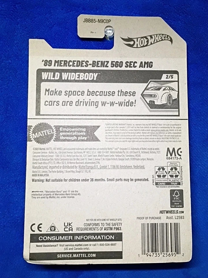 '89 Mercedes Benz 560 SEC AMG  Wild Widebody Hot Wheels - 99RedCoins