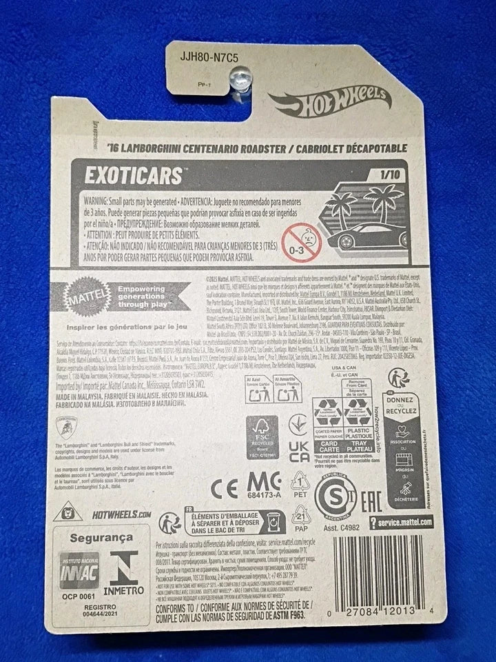 '16 Lamborghini Centenario Roadster/Cabriolet Decapotable Exoticars Hot Wheels - 99RedCoins