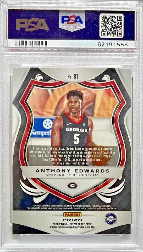 Graded 2020-21 Panini Prizm DP Anthony Edwards #81 Pink Ice Rookie RC Basketball Card PSA 10 Gem Mint