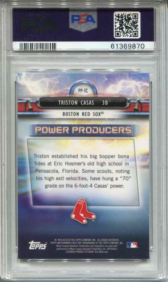 Graded 2018 Topps Bowmans Best Triston Casas #PPTC Power Producers Rookie RC Baseball Card PSA 10 Gem Mint