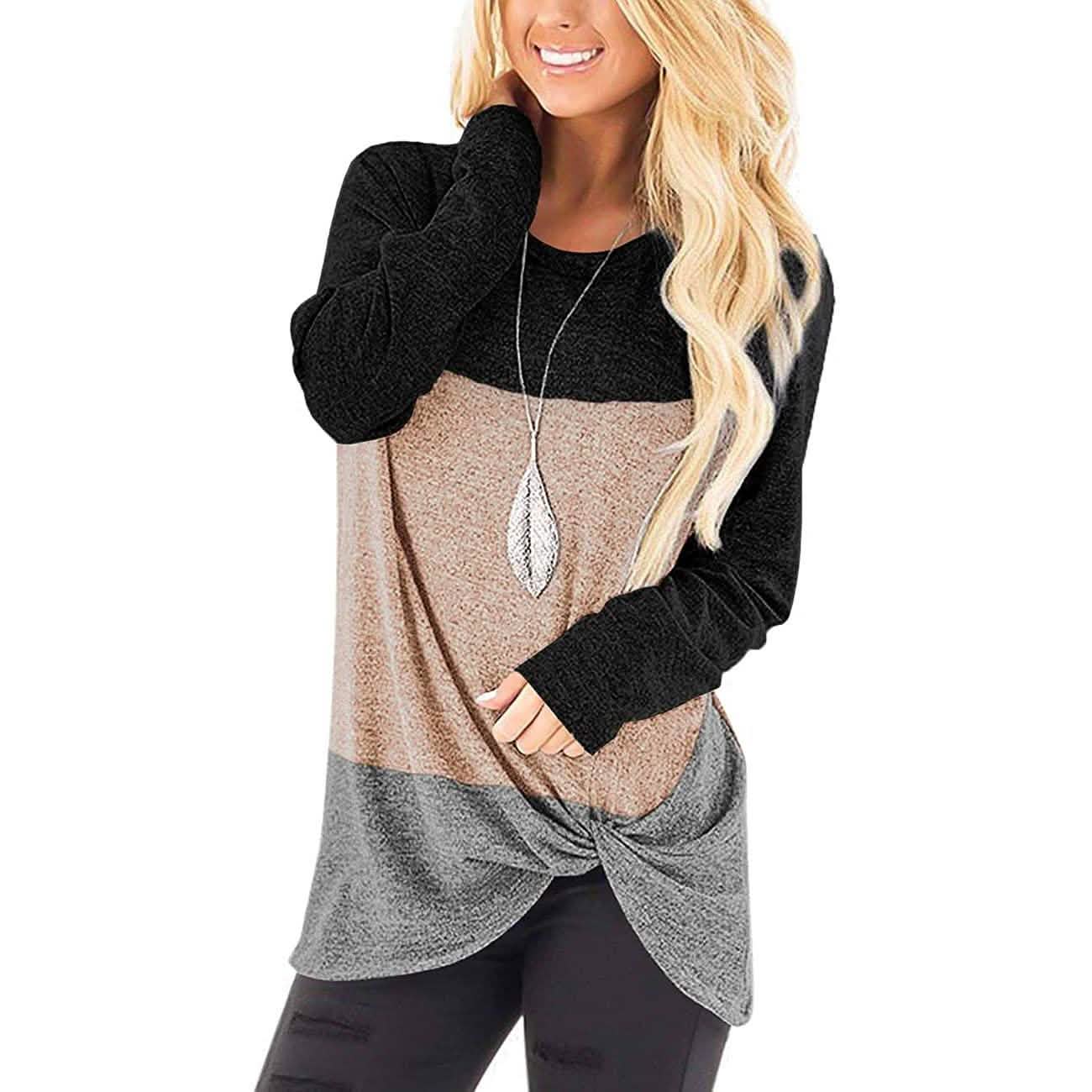 Sieanear Women's Casual Short Sleeve T-Shirt Tops Twist Knot Front Tunics