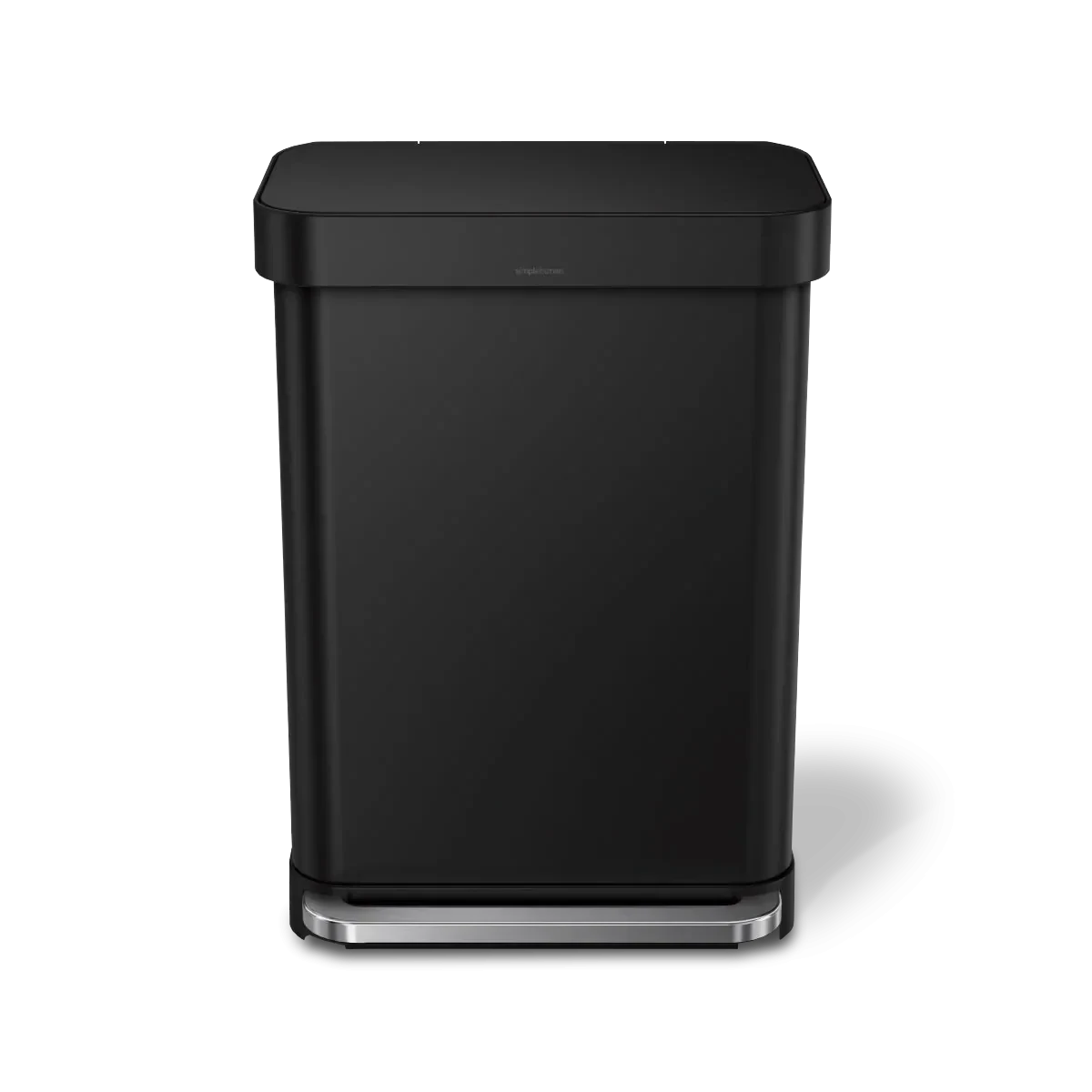 simplehuman 55-Liter Matte Black Indoor Kitchen Hinged Lid Trash Can