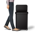 simplehuman 55-Liter Matte Black Indoor Kitchen Hinged Lid Trash Can