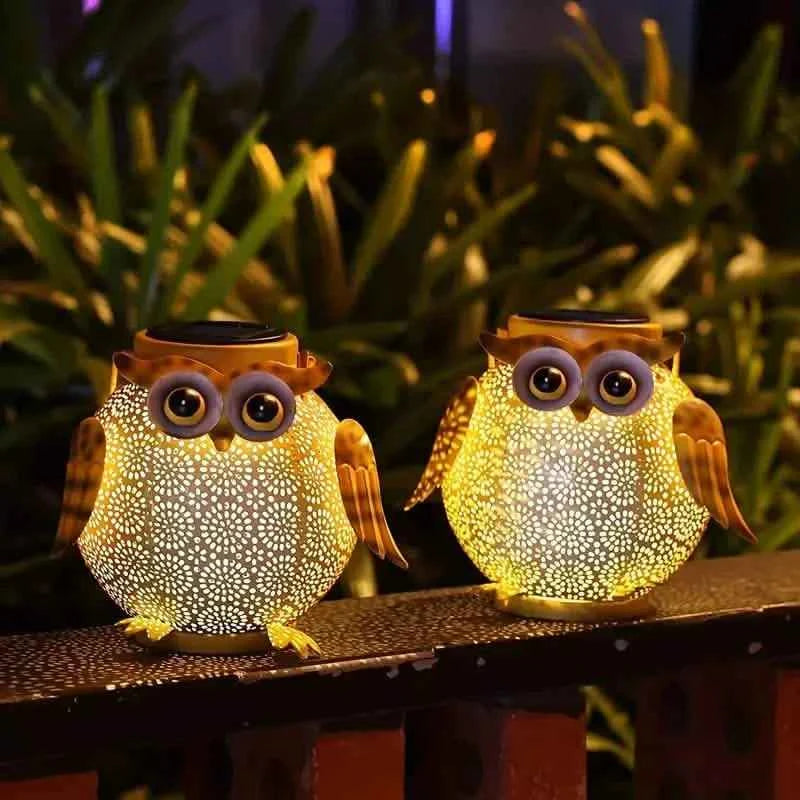Solar Garden Hanging Light Owl Pattern