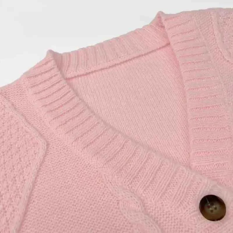 Solid Button Down Cable Knit Cardigan, Casual Long Sleeve Comfy Sweater