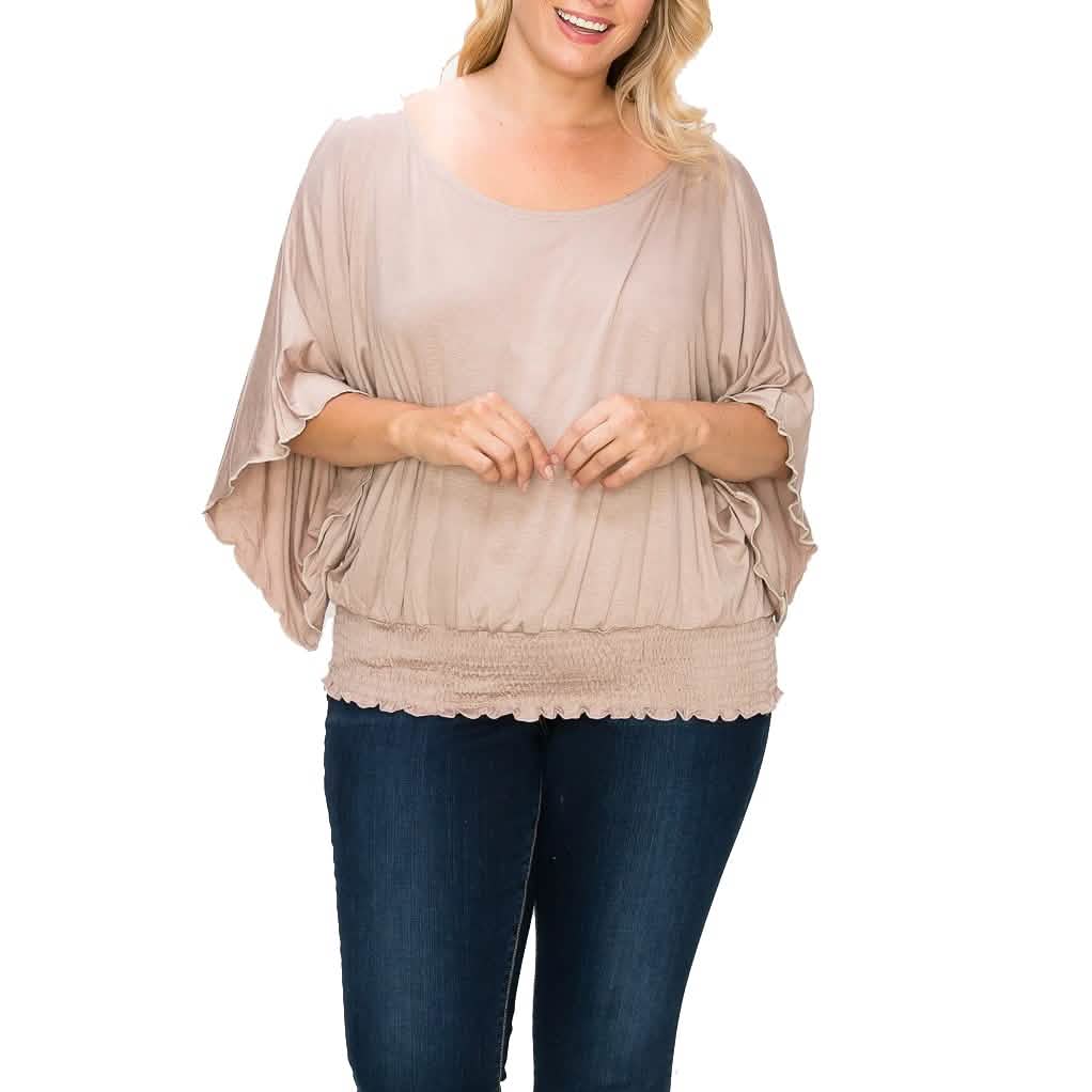 Solid Top Featuring Flattering Wide Sleeves