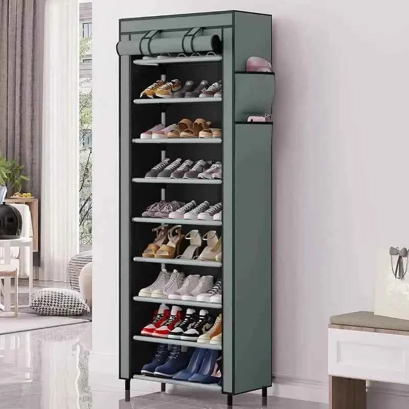 Spacious 9-Grid Non-Woven Fabric Alloy Structure Wardrobe with Dust Cover