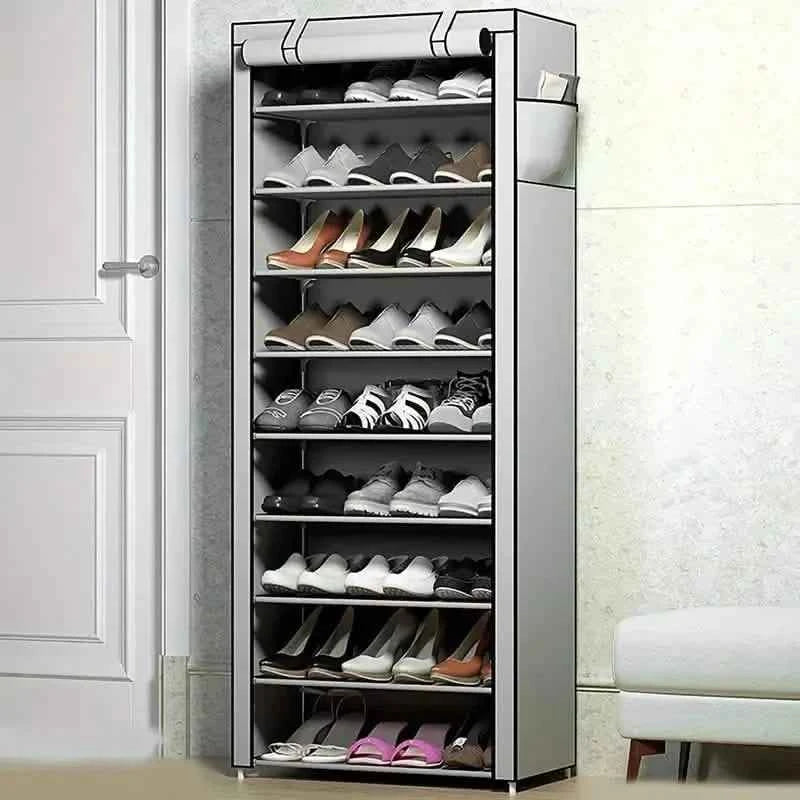 Spacious 9-Grid Non-Woven Fabric Alloy Structure Wardrobe with Dust Cover
