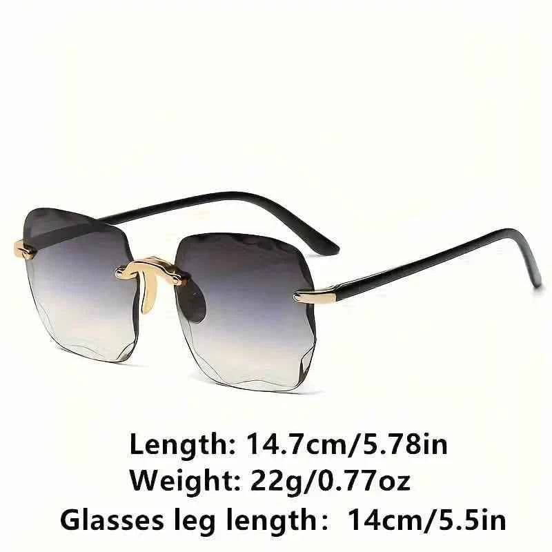 Square Rimless Summer Gradient Sun Shade Glasses