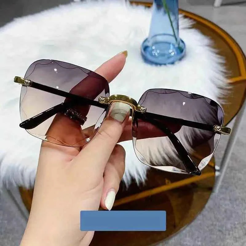 Square Rimless Summer Gradient Sun Shade Glasses