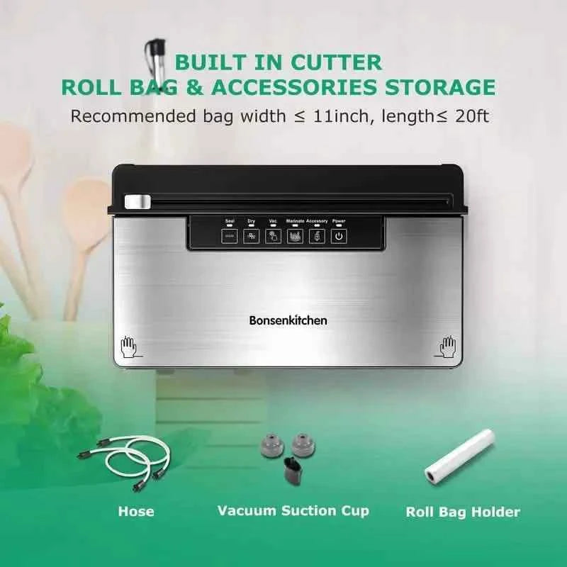 Stainless Steel Food Vacuum Sealer with Built-in Cutter