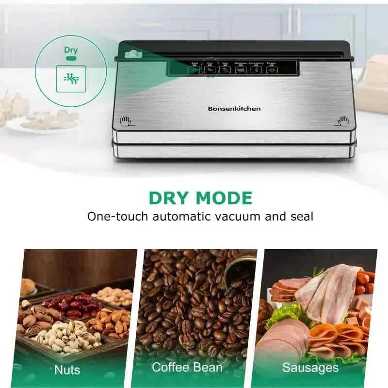 Stainless Steel Food Vacuum Sealer with Built-in Cutter