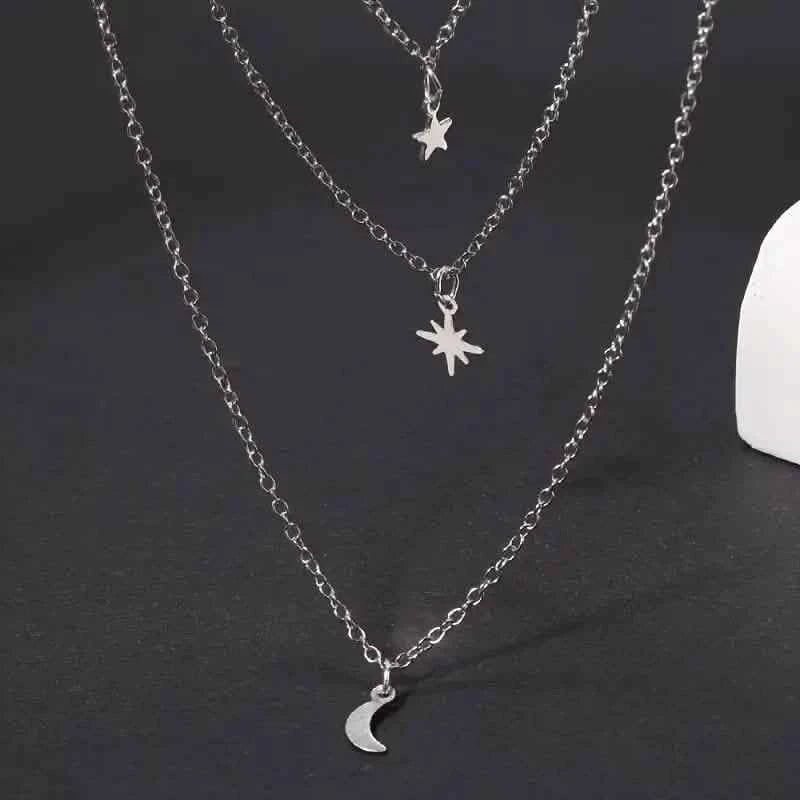 Star Moon Multi-layer Pendant Necklace
