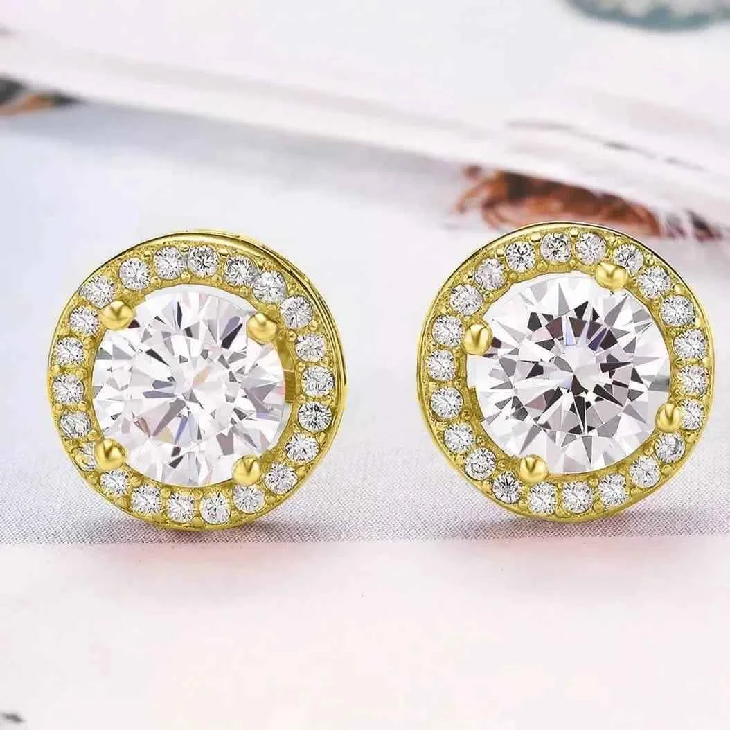 Sterling Silver Cubic Zirconia Classic Halo Stud Earrings