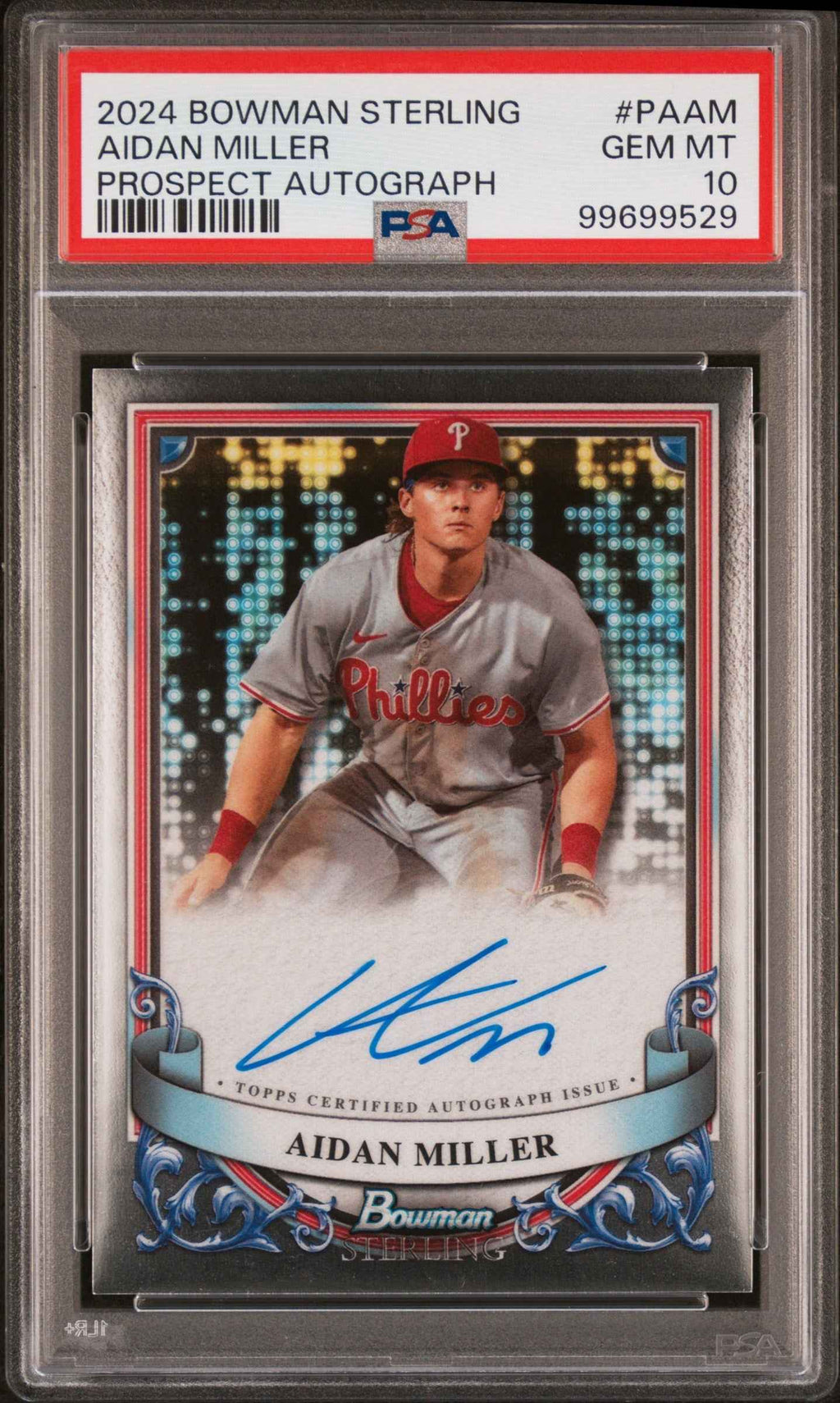 Graded 2024 Topps Bowman Sterling Aidan Miller #PAAM Prospect Autograph Rookie RC Baseball Card PSA 10 Gem Mint