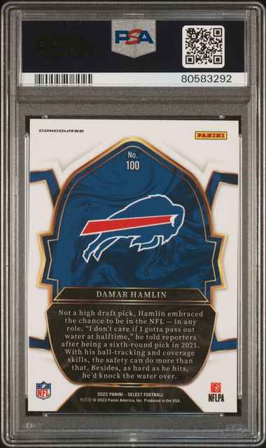 Graded 2022 Panini Select Damar Hamlin #100 Rookie RC Football Card PSA 10 Gem Mint