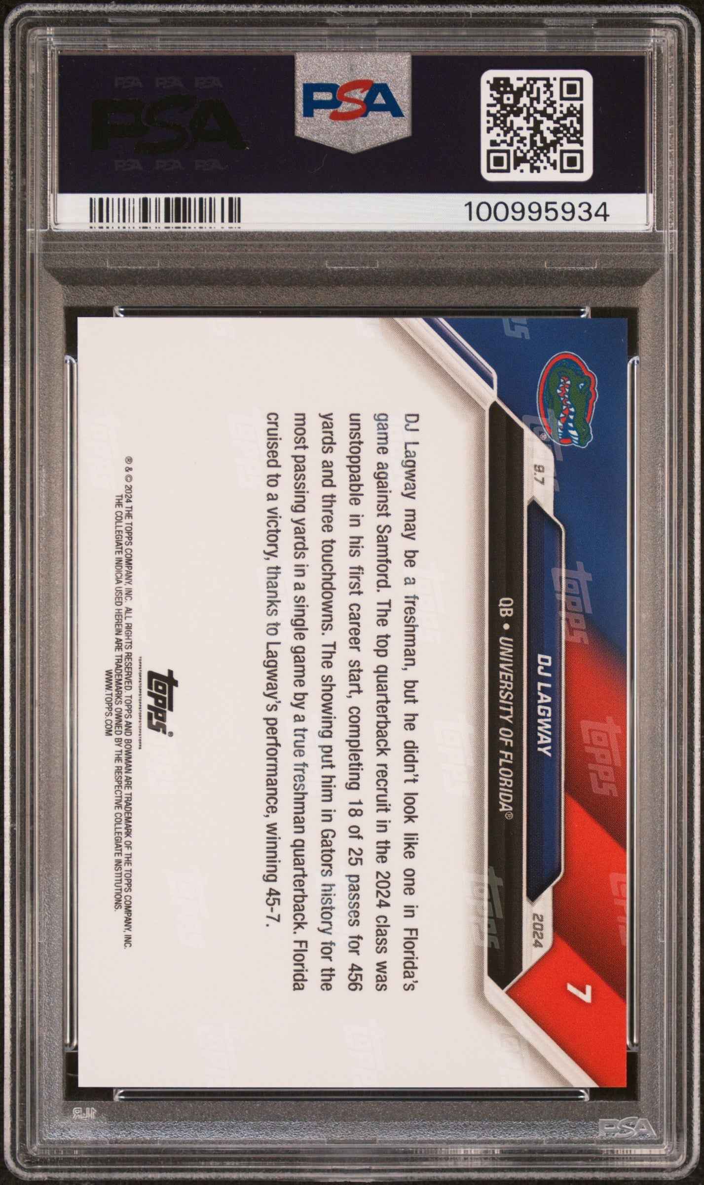 Graded 2024 Topps Bowman U Now DJ Lagway #7 Rookie RC Football Card PSA 10 Gem Mint