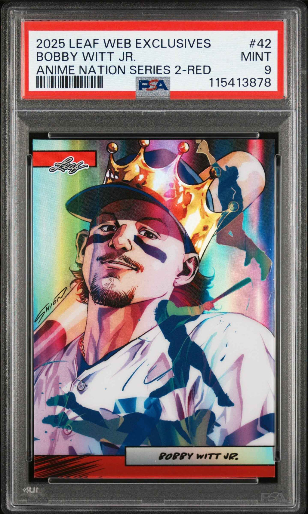 Graded 2025 Leaf Web Exclusives Bobby Witt Jr #42 Anime Nation Series 2 Pink /10 Baseball Card PSA 9 Mint