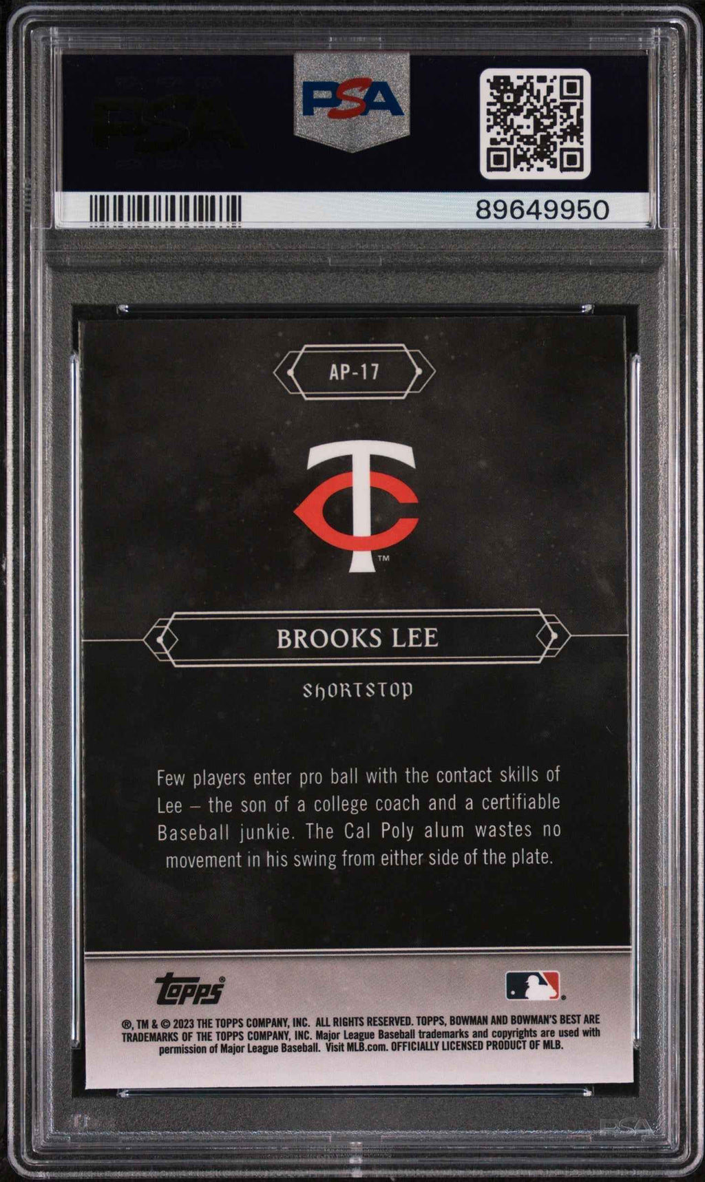 Graded 2023 Topps Bowmans Best Brooks Lee #AP17 Astral Projections Rookie RC Baseball Card PSA 10 Gem Mint