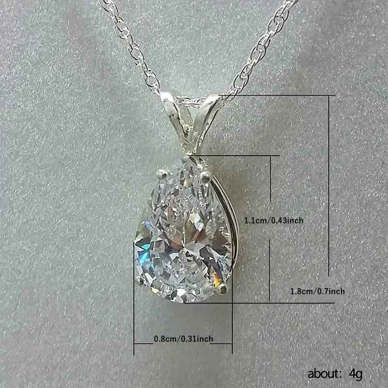Teardrop Shaped Zirconia Pendant Copper Necklace