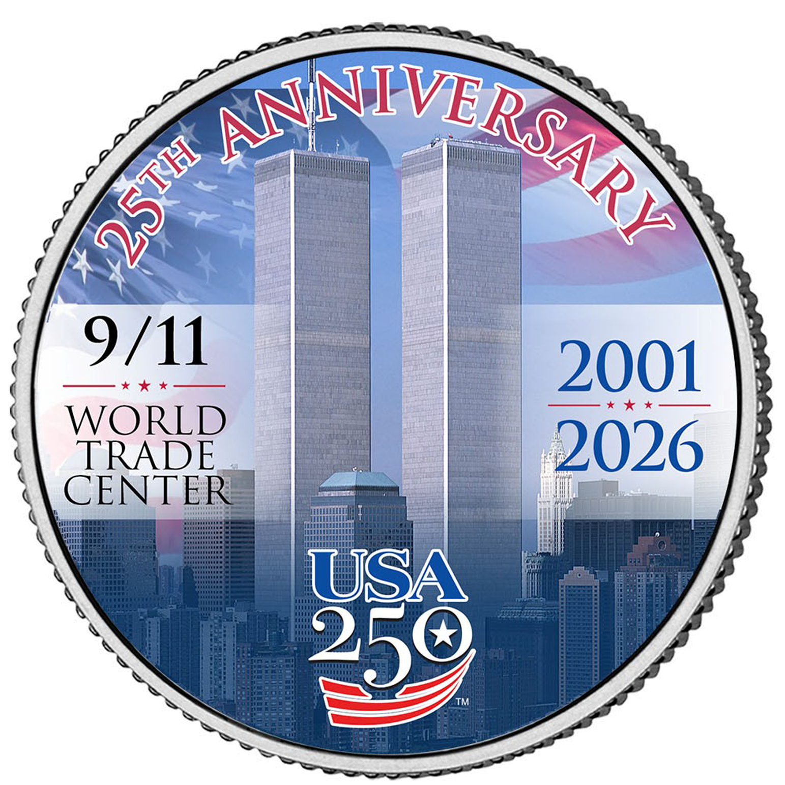 9/11 25th + America's 250th Anniversary Commemorative JFK Half Dollar